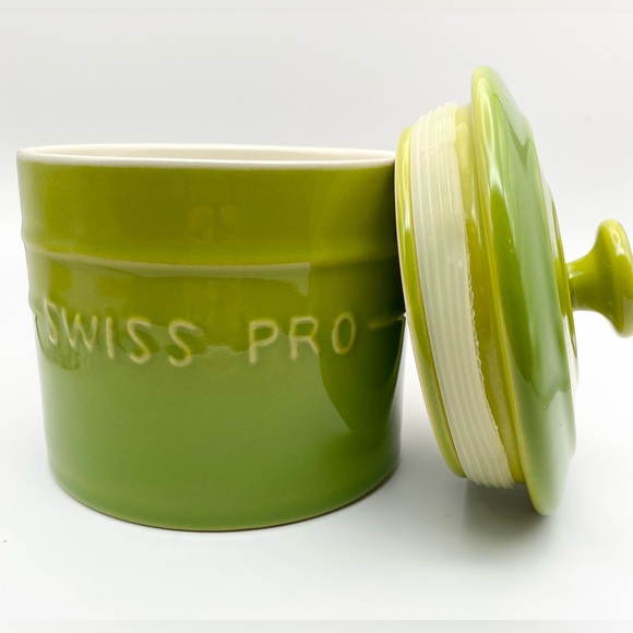 Ceramic Canister Swiss Pro Lime Green Jar Kitchen Coffee Tea Container Lid Decor - Picture 7 of 10